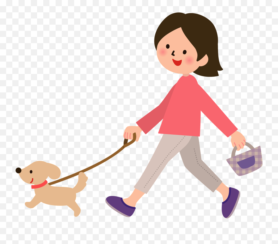 Woman Walking Her Dog Clipart Free Download Transparent - Dog Walking Clipart Emoji,Dog Clipart