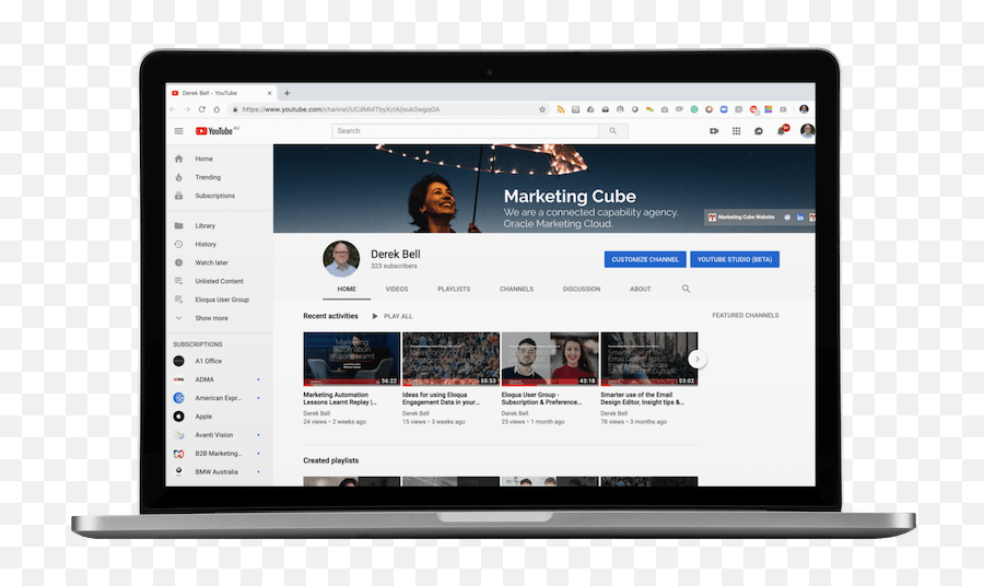 Marketing Cube Youtube Channel Macbook Pro 800470 Derek Bell - Youtube 800 470 Emoji,Youtube Bell Png