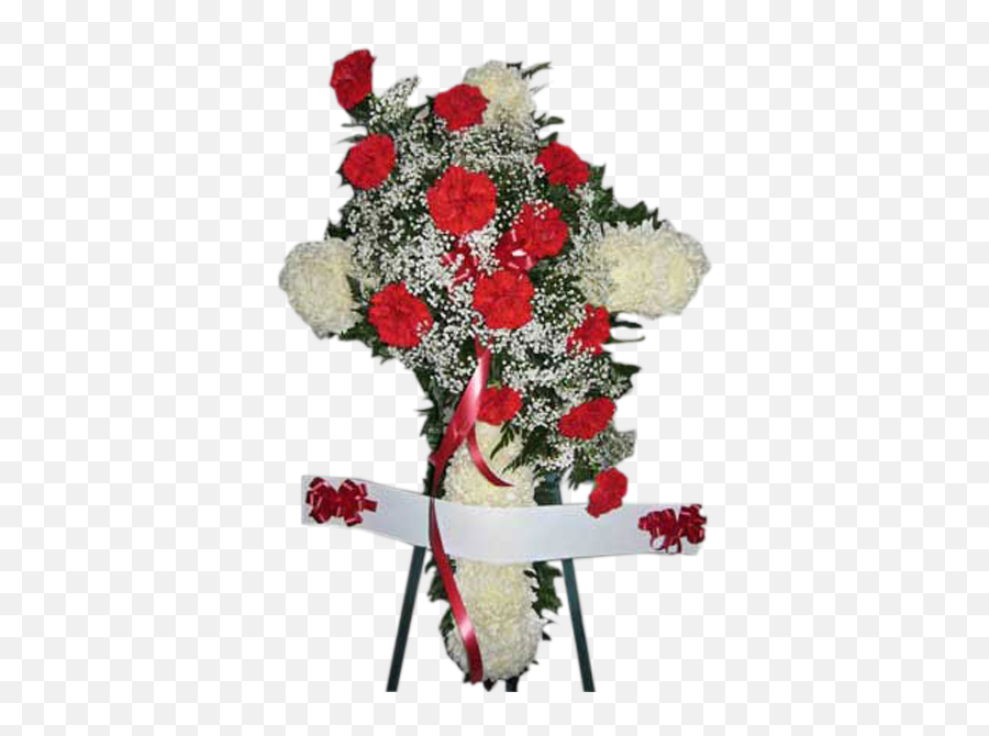 Download Red U0026 White Cross With Banner - Garden Roses Png Emoji,White Cross Red Background Logo