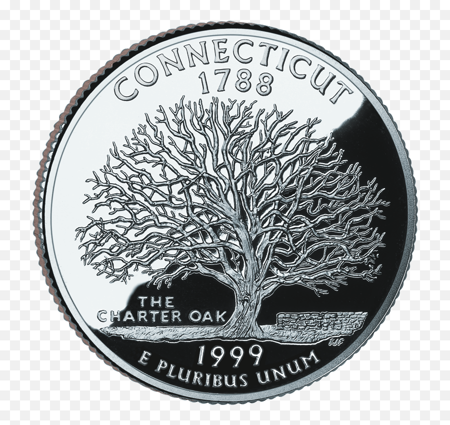 Quarter Of Connecticut - Connecticut Quarter Transparent Charter Oak Connecticut Emoji,Quarter Clipart