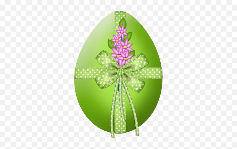 Easter Green Egg With Flower Decor Png Clipart Picture - Oeuf De Paques Avec Noeud Emoji,Easter Clipart Free
