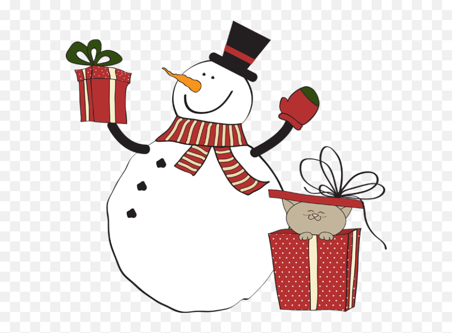 Gift Clipart Snowman - Snowman With Presents Clipart Emoji,Snowmen Clipart
