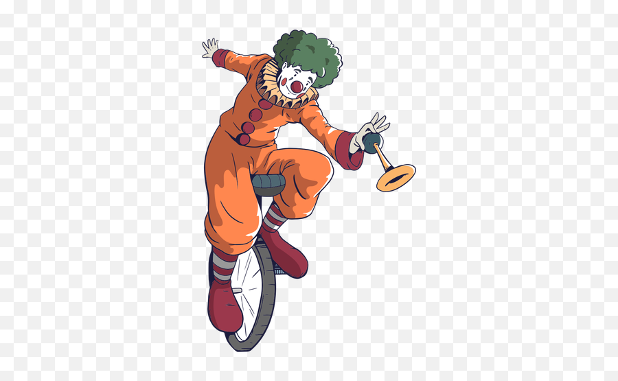 Cycling Clown Drawn Colorful - Unicycle Emoji,Clown Transparent
