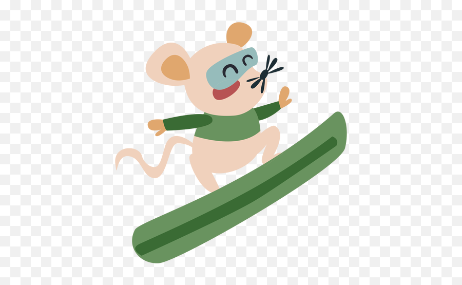Winter Animal Character Mouse Snowboard Color - Transparent Happy Emoji,Snowboard Clipart