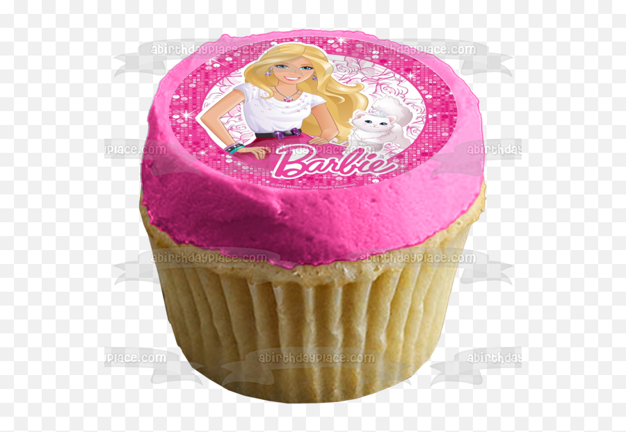 Barbie Mattel Cat Pink Sparkles Edible Cake Topper Image Abpid22016 Emoji,Pink Sparkles Png
