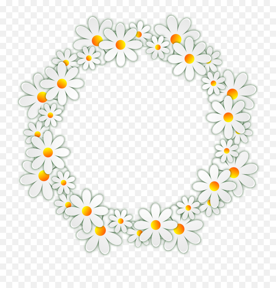 Daisy Wreath Clipart - Daisy Frame Transparent Emoji,Wreath Clipart