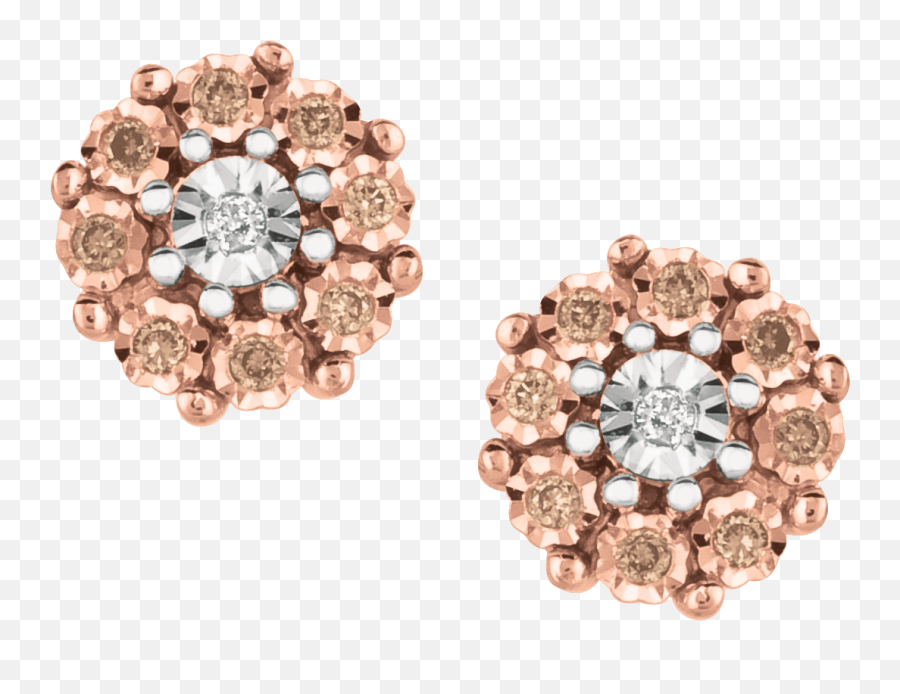 Download 18k Rose Gold Plated Cappucino Diamond Earrings Emoji,Diamond Earring Png