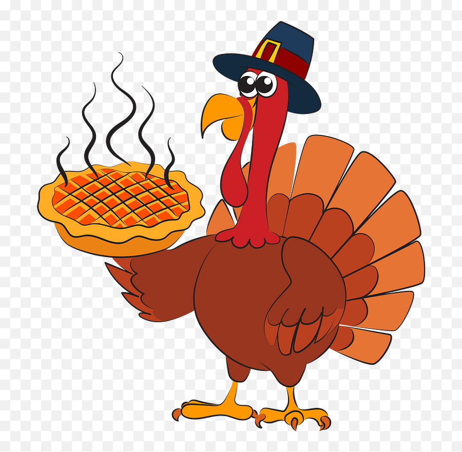 Thanksgiving Turkey In Pilgrim Hat - Thanksgiving Pilgrim Turkey Clipart Emoji,Pumpkin Pie Clipart