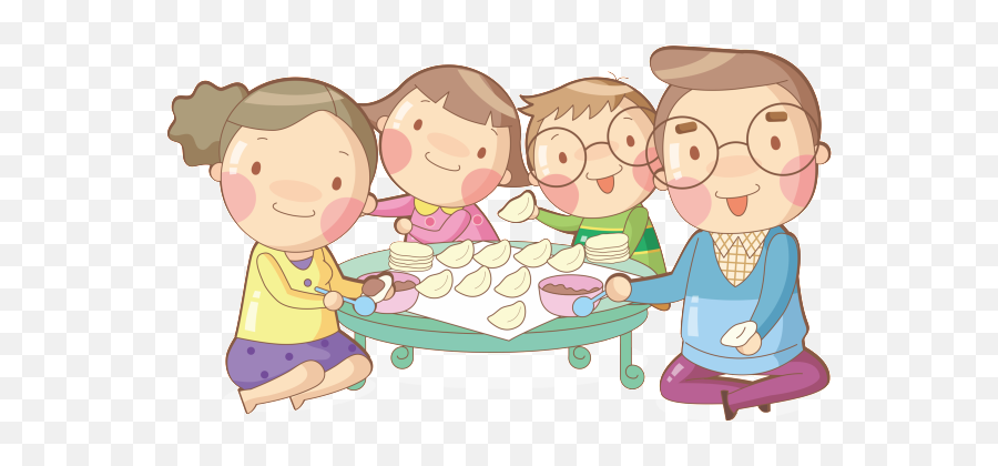 Download Hd Hand Drawn Cartoon Family Reunion Png - Eat Emoji,Eat Clipart