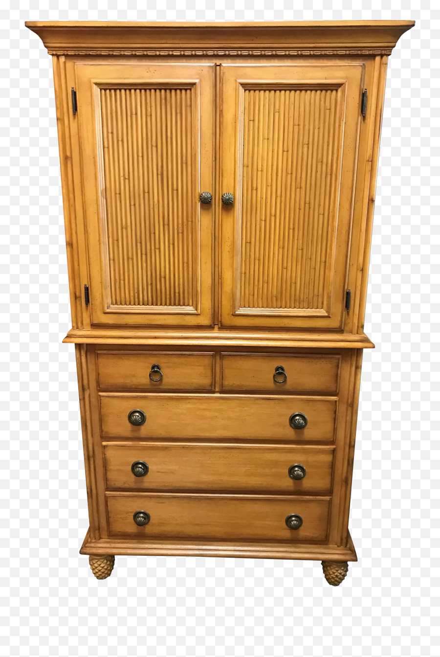 Tommy Bahama For Lexington Furniture Solid Wood Armoire With Bamboo And Pineapple Carved Wood Details - Tommy Bahama Dresser Pineapple Legs Emoji,Tommy Bahama Logo