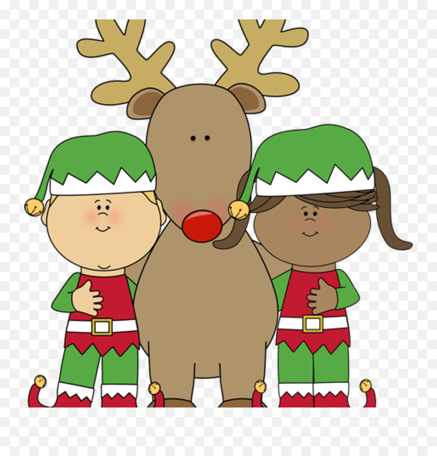 Christmas Elves With Reindeer Christmas Elf Christmas - Cute Elf Clip Art Emoji,Elf Clipart