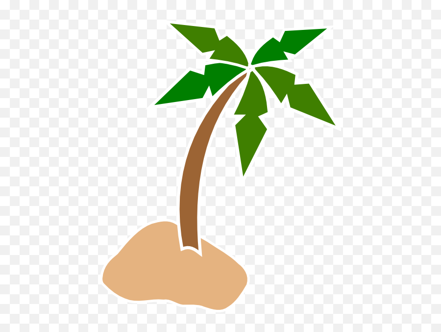 Coconut Tree Clip Art At Clker - Palm Tree Island Clip Art Emoji,Coconut Clipart