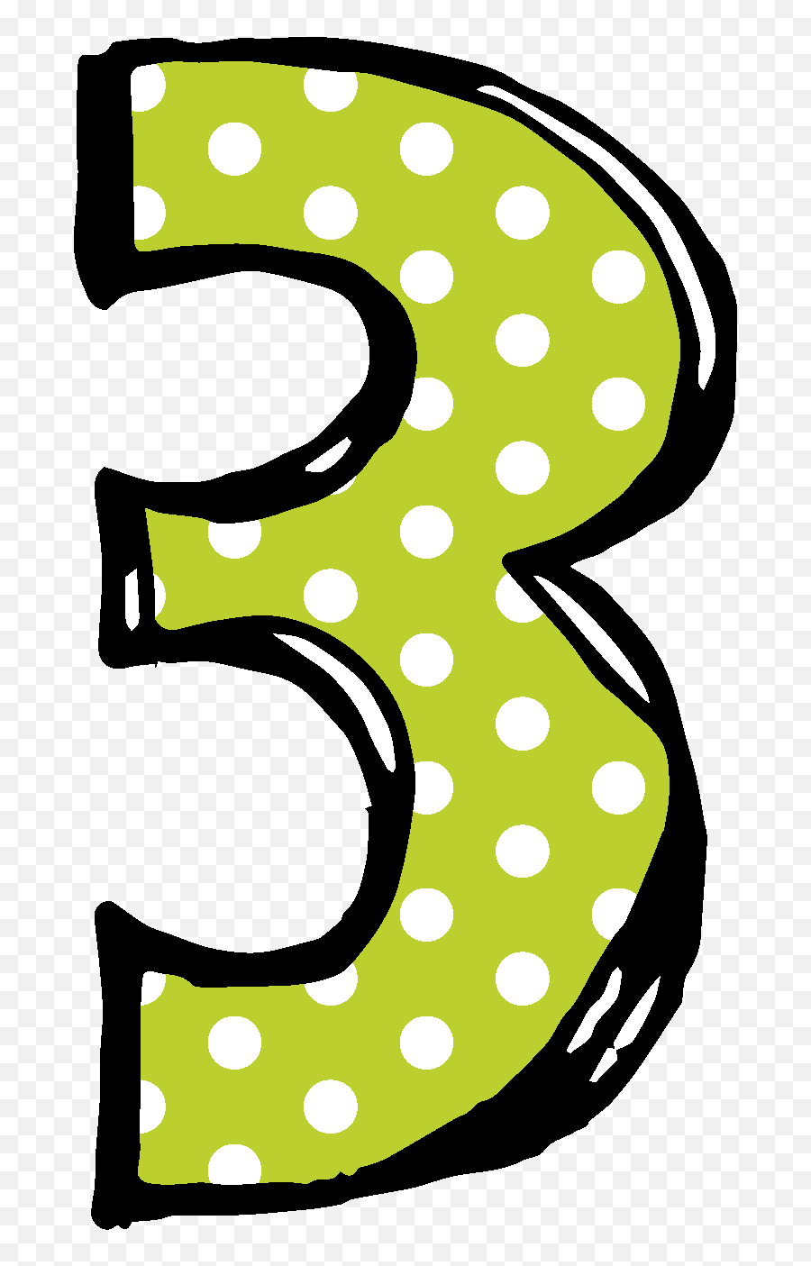 Polka Dot Number 3 Clipart - Cute Number Clip Art Emoji,3 Clipart
