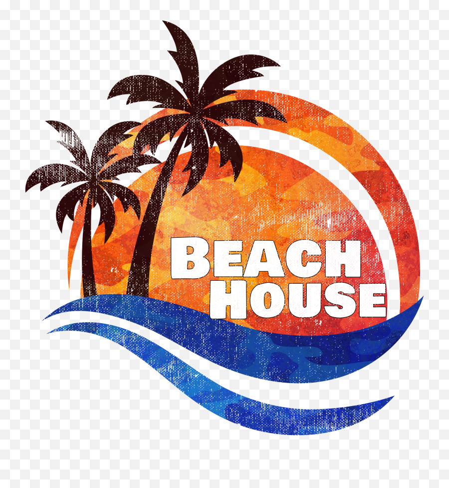 Beach House Sunset With Palm Trees Shirt Design Palm Tree - Beach House Palm Tree Emoji,Palm Tree Logo