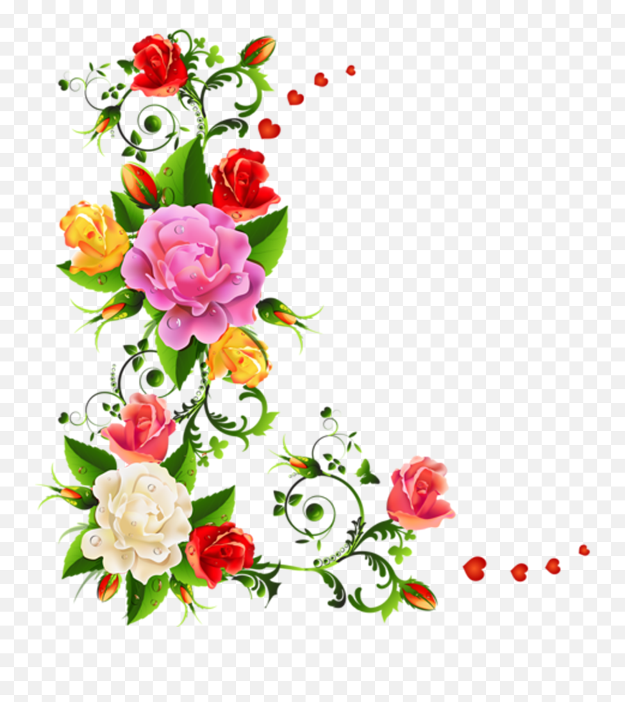 Download Marcos Con Flores Png - Flower Corner Border Design Emoji,Flores Png
