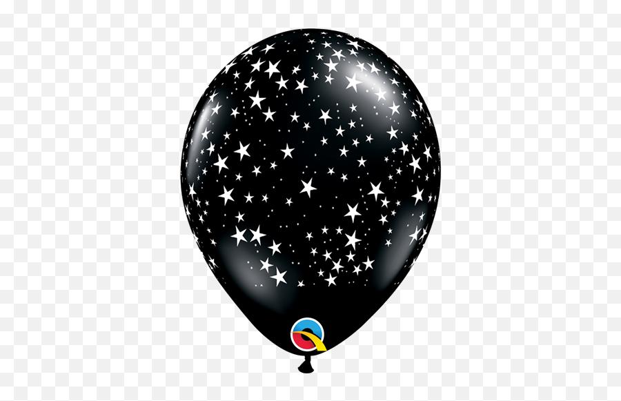 11 Inch Qualatex Black Stars Around - Blue Stars Balloon Emoji,Black Star Transparent