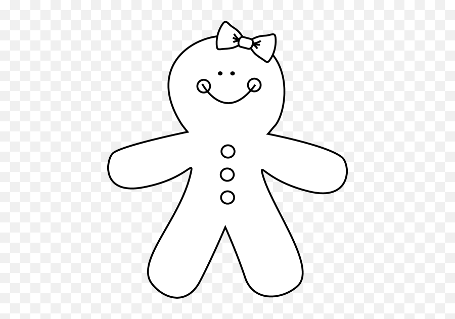 Black And White Gingerbread Girl - Free Gingerbread Girl Clip Art Emoji,Gingerbread Clipart