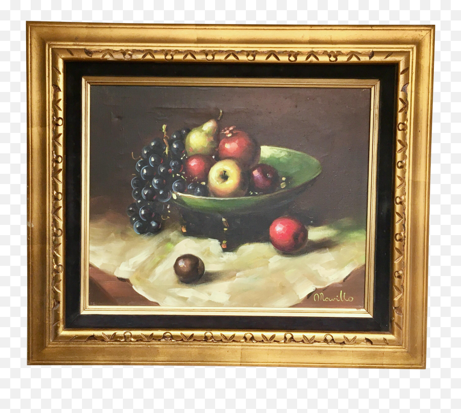 Large Canvas Art Vintage Still Life Original Signed Fruit Emoji,Fruit Stand Clipart