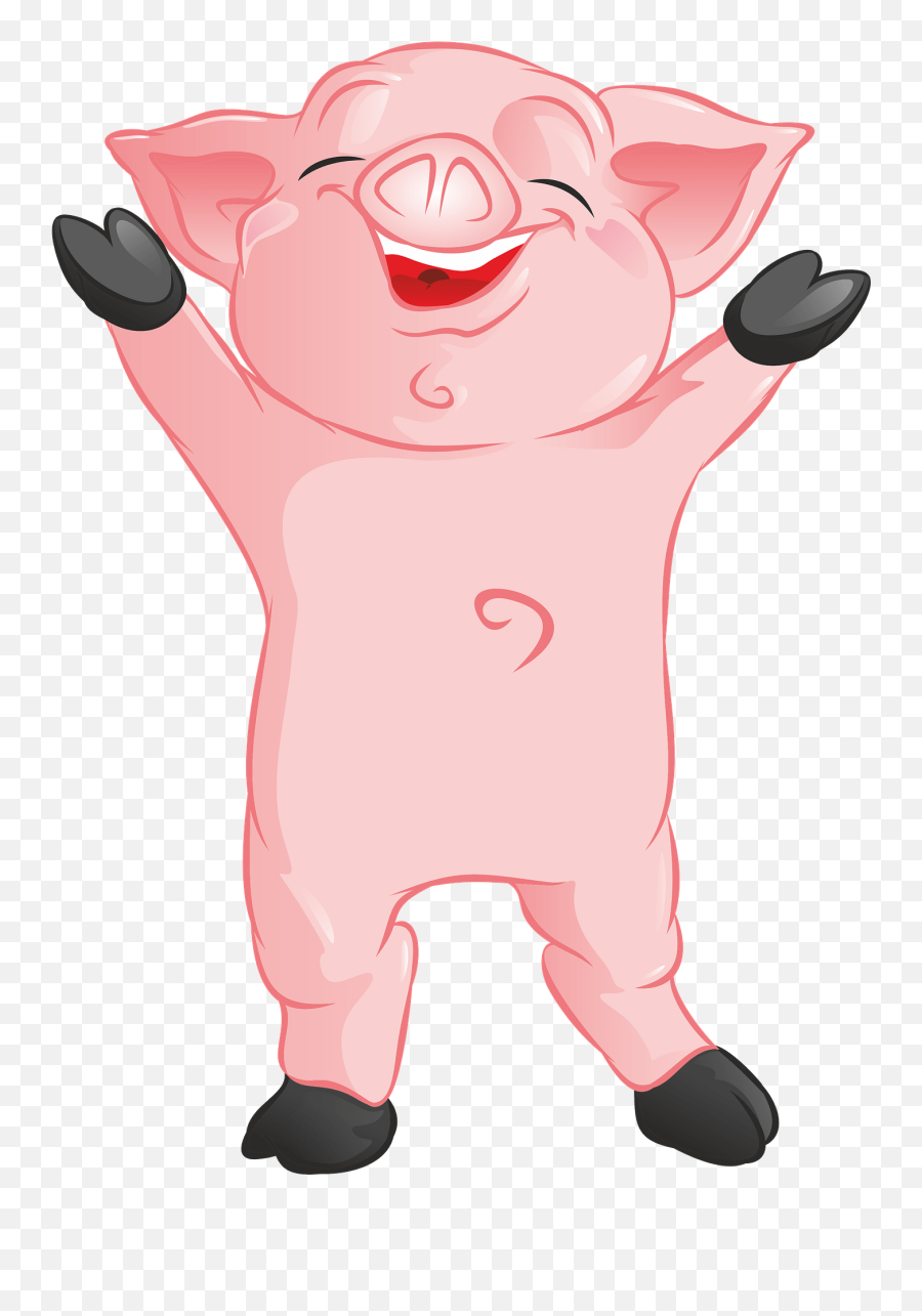Happy Pig Clipart - Pig With A Basket Clipart Emoji,Pig Clipart