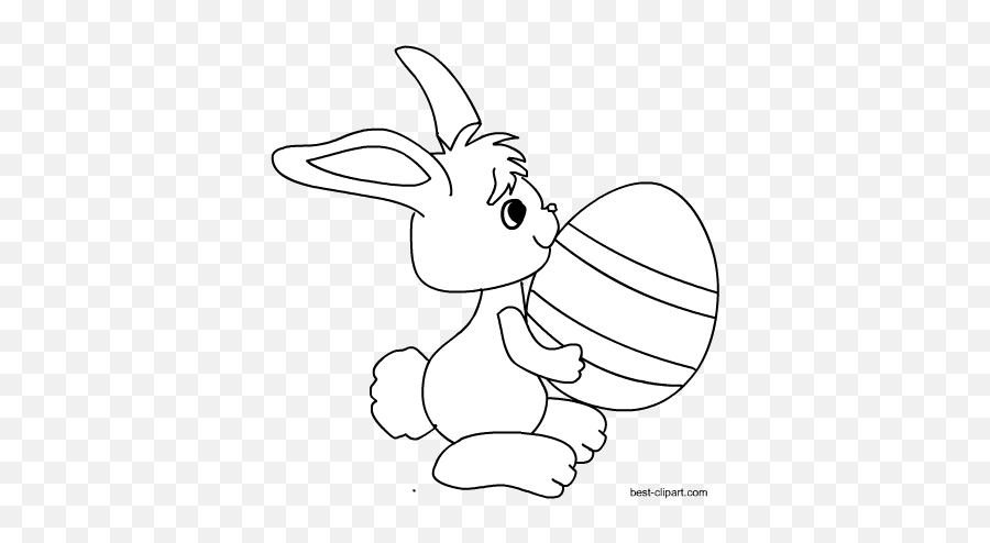 Download Black And White Bunny Holding - Easter Egg Clipart Black And White Bunny Emoji,Easter Clipart Black And White