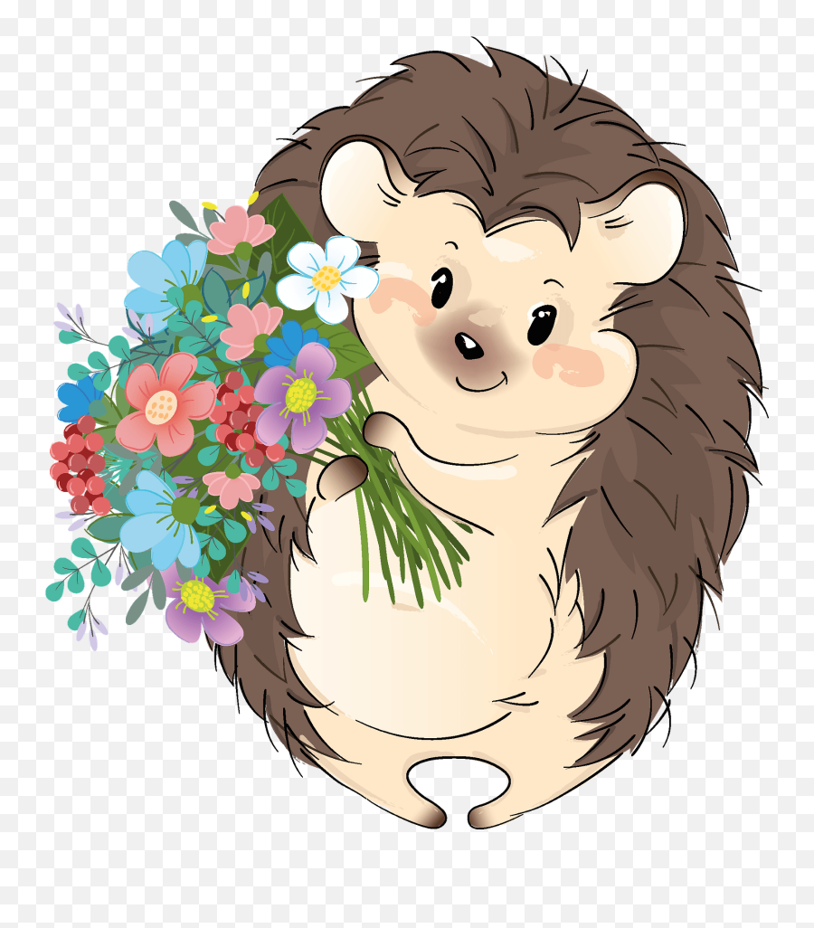 Cute Hedgehog With Flowers Clipart Free Download - Hedgehogs With Flowers Vector Emoji,Cute Clipart