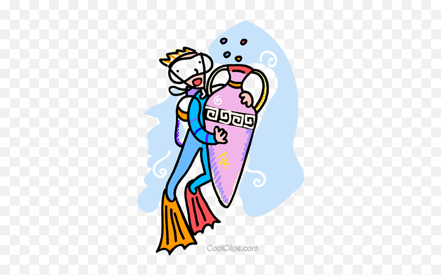 Scuba Diver With Treasure Royalty Free Vector Clip Art - Fictional Character Emoji,Treasure Clipart