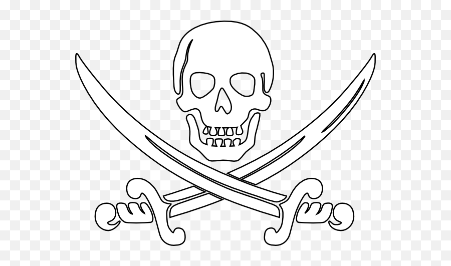 Pirate Sword Clip Art - Clipartsco Pirate Skull Outline Emoji,Crossed Swords Clipart
