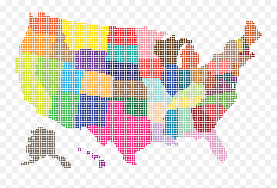 Free Clipart Of A Colorful American Map Emoji,Us Maps Clipart