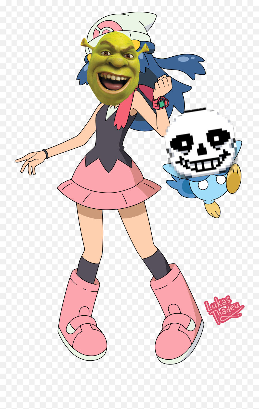 Dawn Shrek And Piplup Sans Funnypics Emoji,Transparent Shrek Face