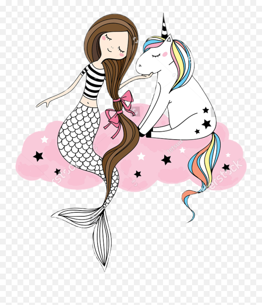Download Unicorn Mermaid Bff Besties Bestfriend Bestfriends - Unicorn And Mermaid Png Emoji,Best Friends Clipart