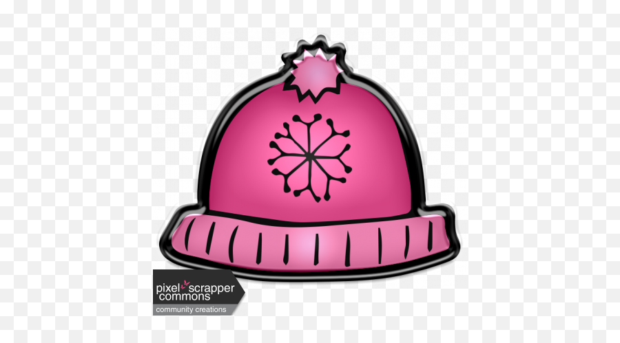 Winter Puffy Sticker Pink Snowflake Hat Graphic By Melissa - Girly Emoji,Winter Hat Clipart