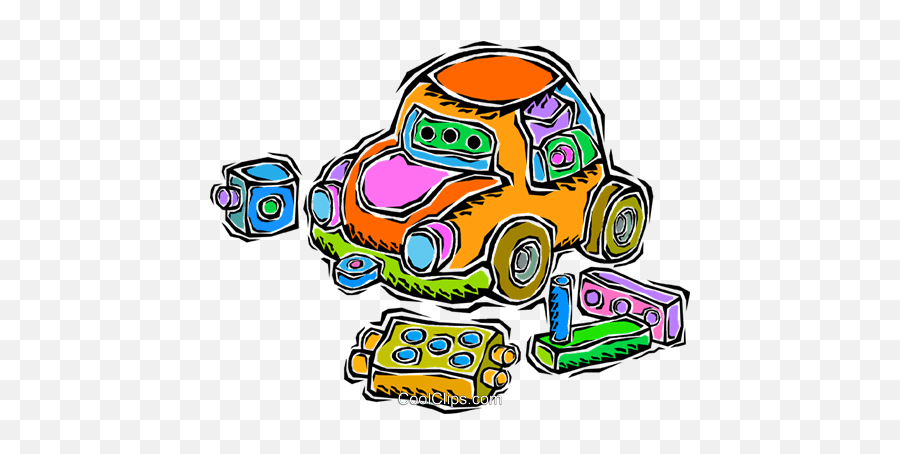 Toys Building Blocks Toy Car Royalty Free Vector Clip Art - Automotive Paint Emoji,Building Blocks Clipart