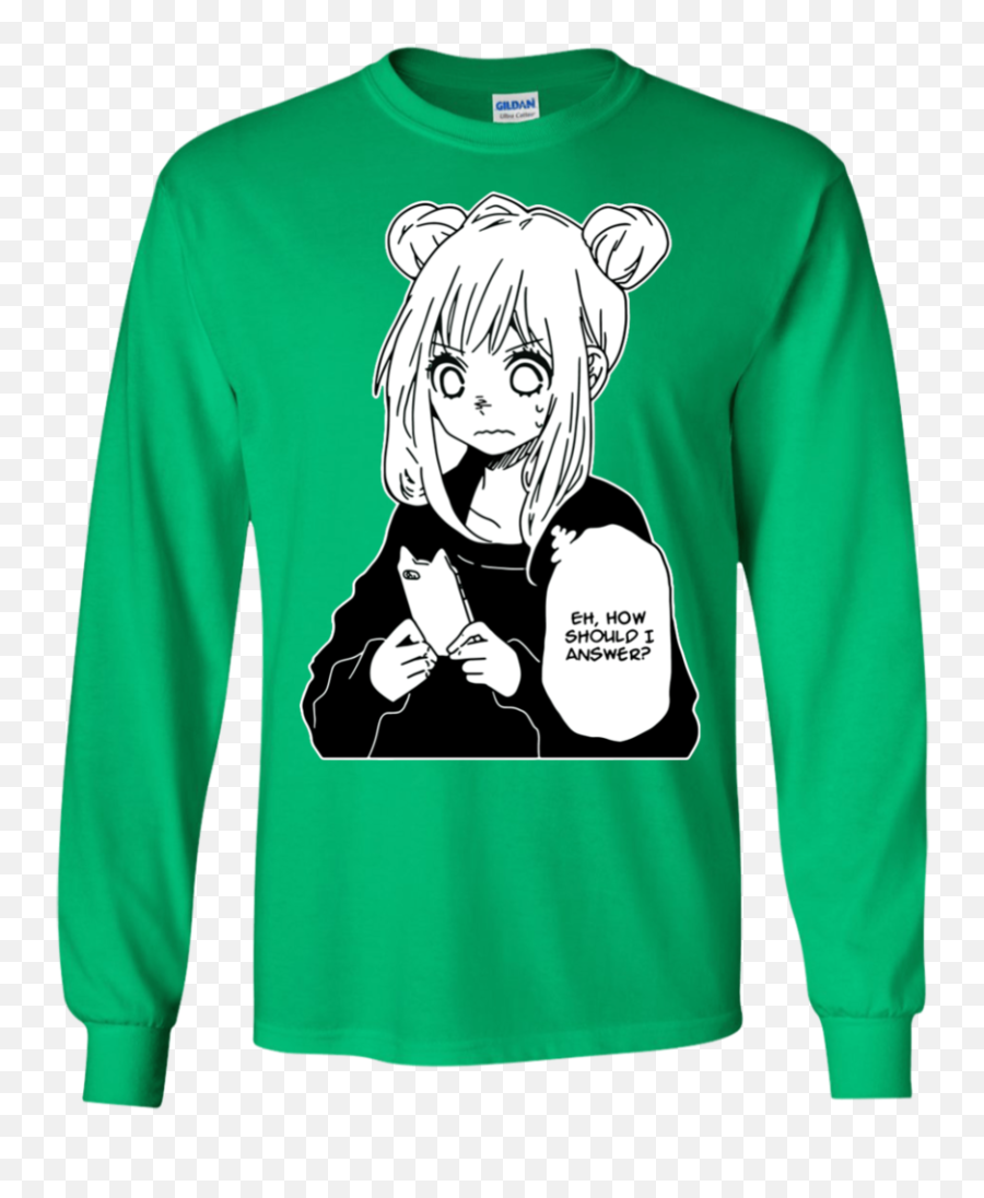 Anime Girl Texting Hot Fashion Ls T - Green Shirt For Girl Png Emoji,Hot Anime Girl Png