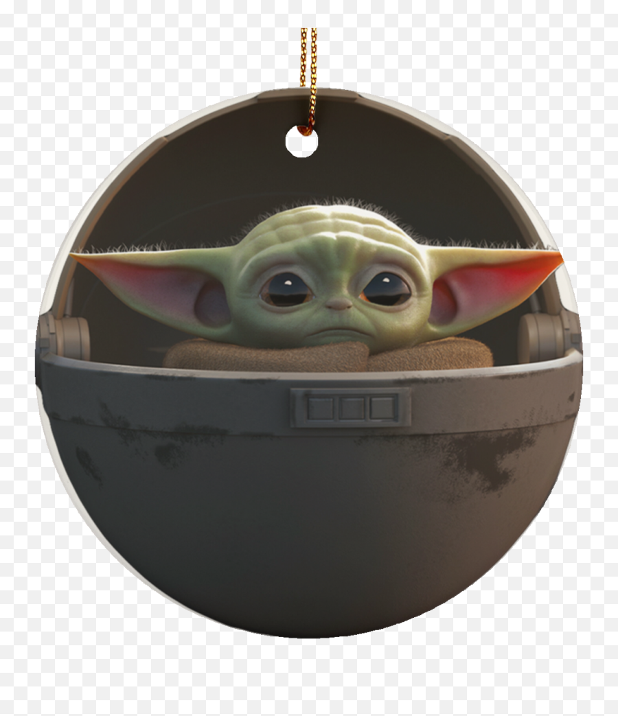 Baby Yoda Floating Pod Mdf Ornament - Baby Yoda Christmas Ornament Emoji,Baby Yoda Png