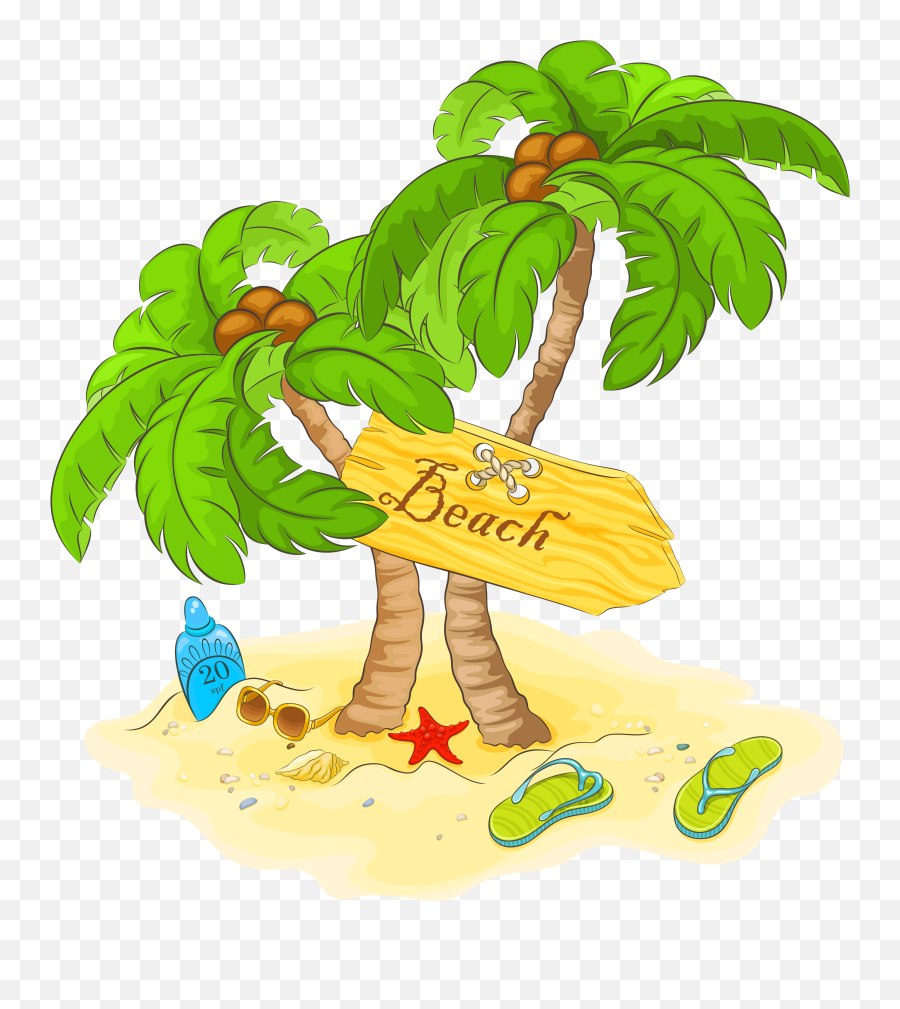 Transparent Beach Palm Decor Png - Beach Clipart Transparent Emoji,Beach Clipart