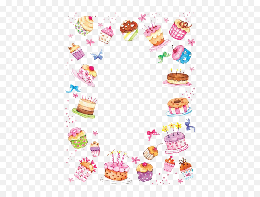 Download Cupcake Watercolor Birthday Wedding Cake Border - Clip Art Cake Border Emoji,Wedding Cakes Clipart