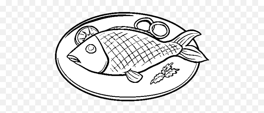 Fried Fish Png - Fish In A Plate Drawing Emoji,Fish Clipart Black And White