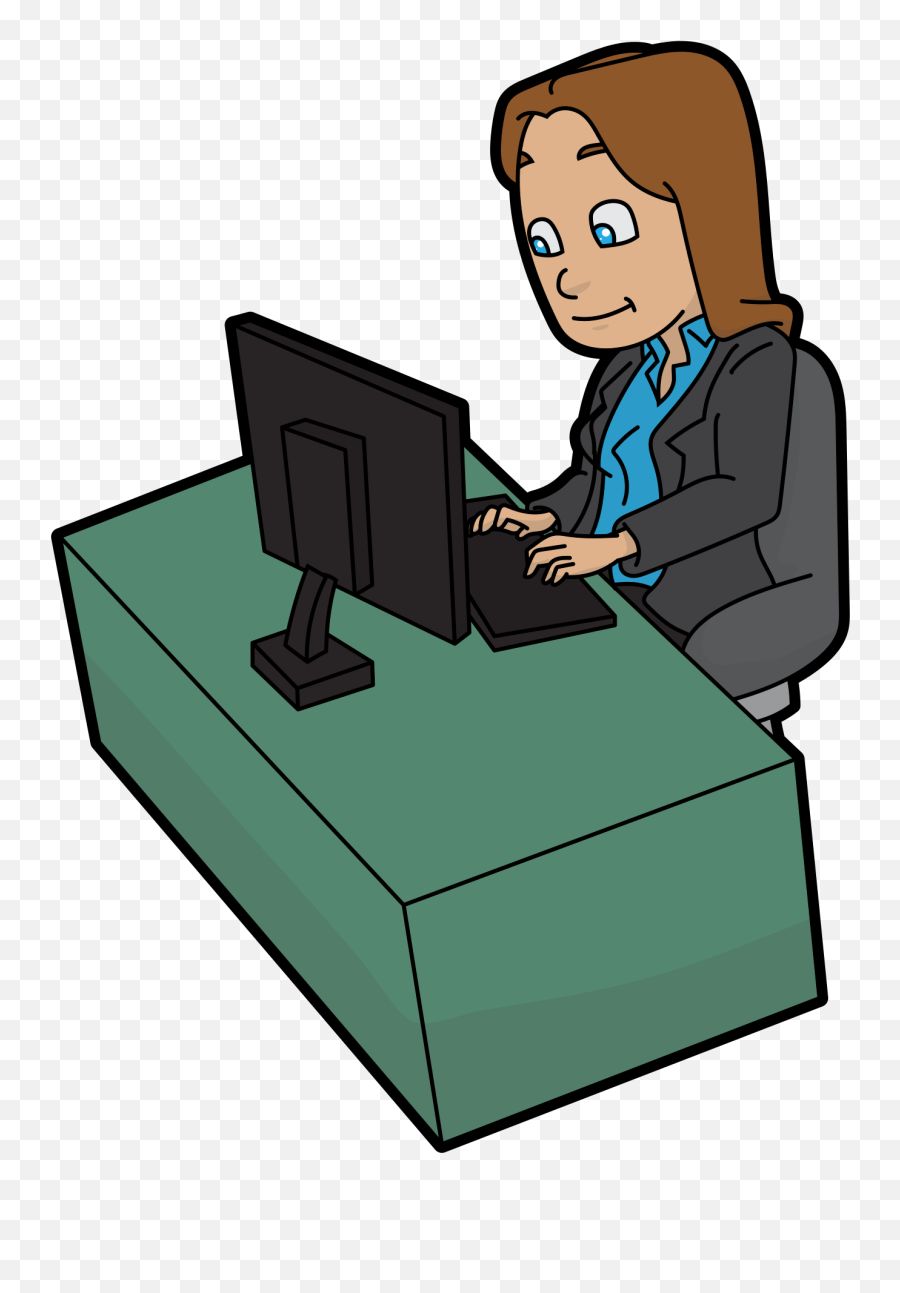 Filehumble Cartoon Woman Using A Desktop Computer At Work Emoji,Cartoon Computer Png
