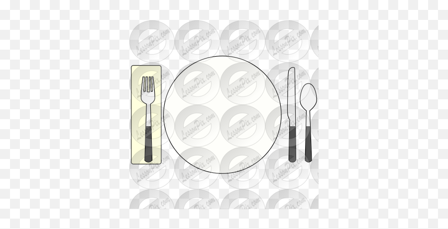 Place Setting Picture For Classroom Therapy Use - Great Emoji,Napkin Clipart Black And White