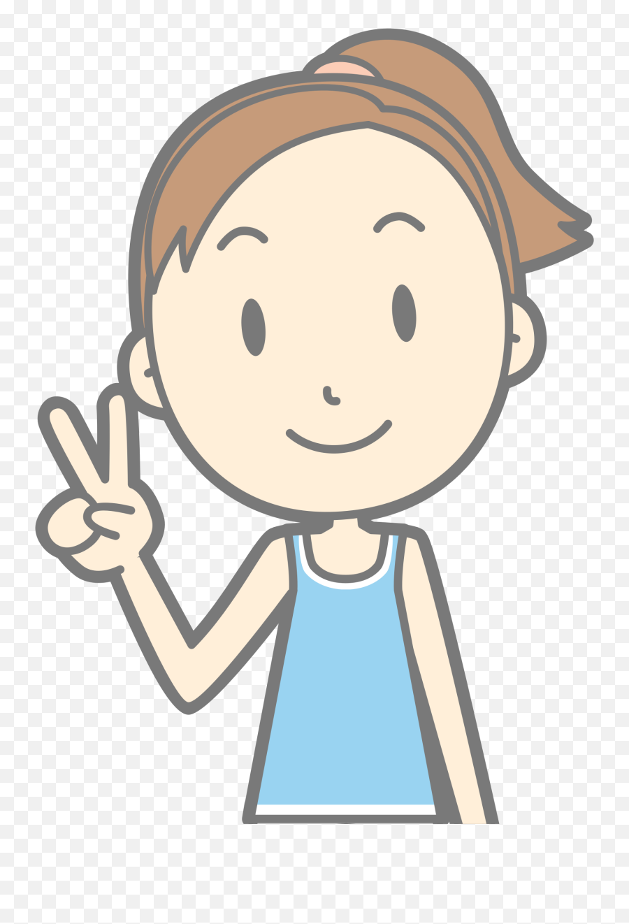 Kid Peace Sign Clipart Transparent Png - Girl Cartoon Peace Sign Emoji,Peace Sign Clipart