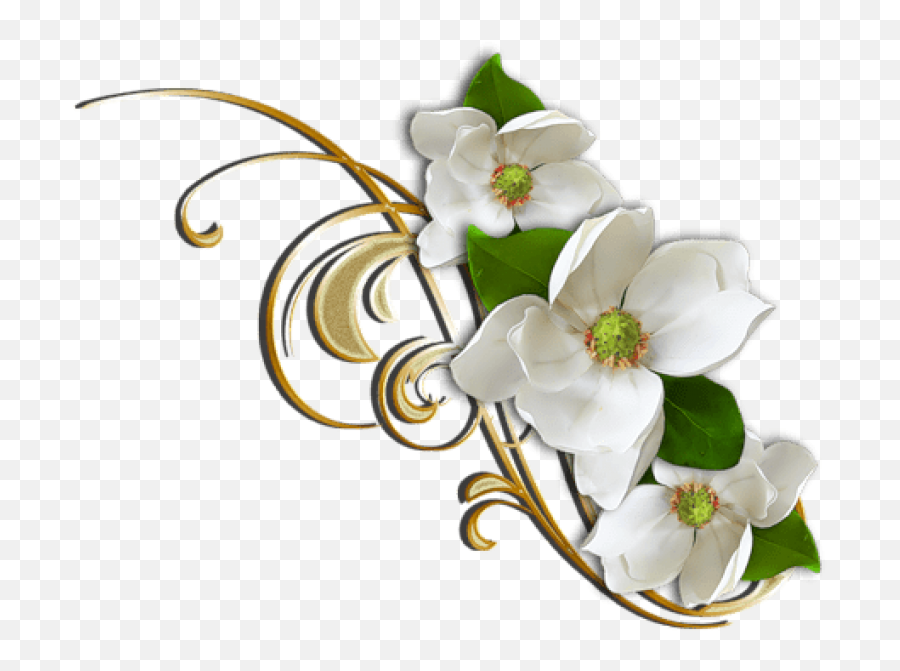 White Gold Flower Png Clipart - Png Gold Lily Flower Emoji,White Flower Png
