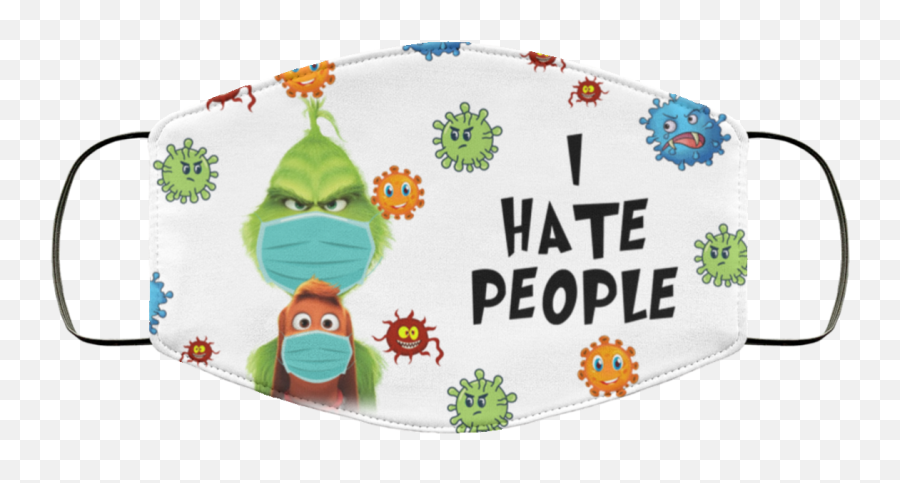 Grinch I Hate People Face Mask - Fictional Character Emoji,Grinch Face Png