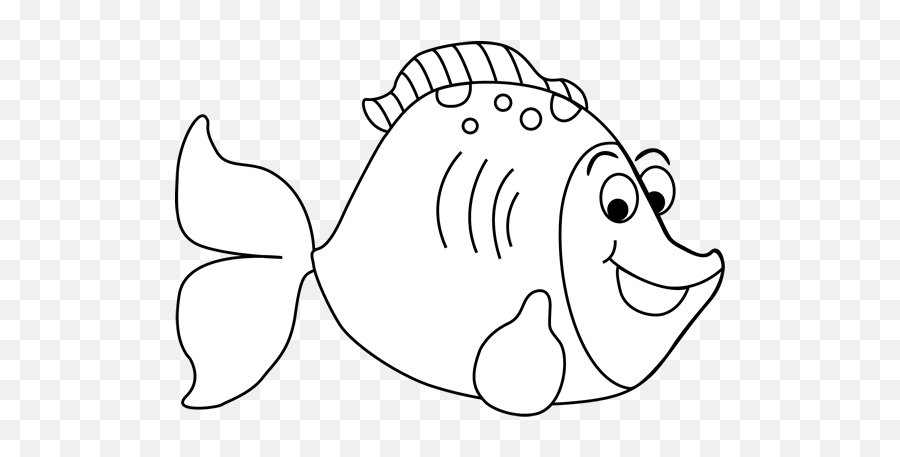 Black And White Cartoon Fish Clip Art - Cartoon Fish On A Black Background Emoji,Fish Clipart Black And White