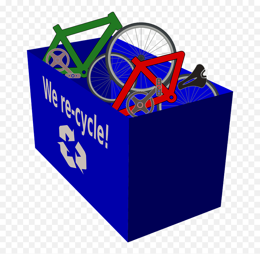 Broken Bikes In A Blue Recycling Bin Clipart Free Download Emoji,Recycle Bins Clipart