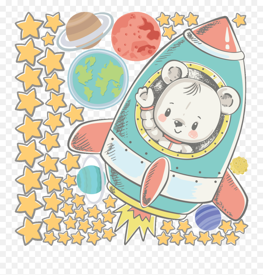 Wall Decals Astronaut Bear 50 Stars Emoji,Kid Astronaut Clipart