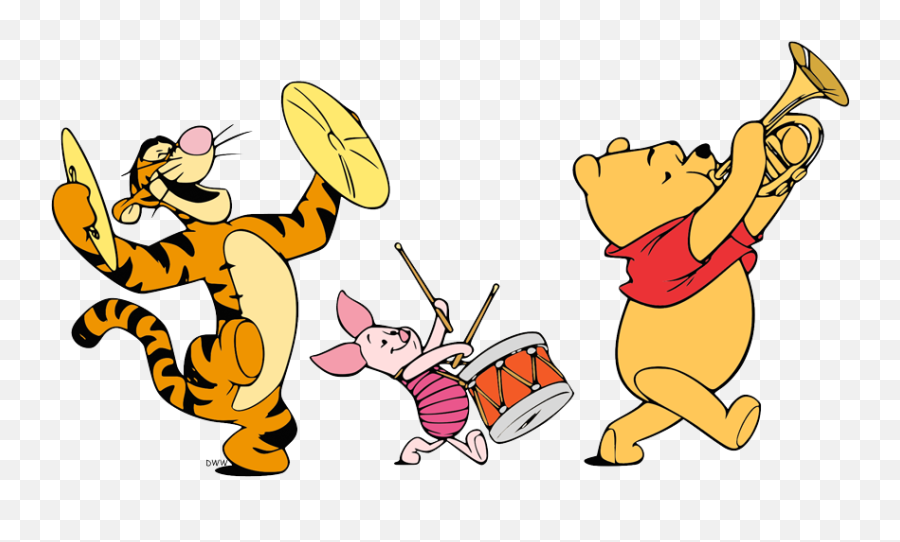 Pooh Piglet And Tigger Clip Art - Winnie The Pooh Band Clipart Emoji,Marching Band Clipart
