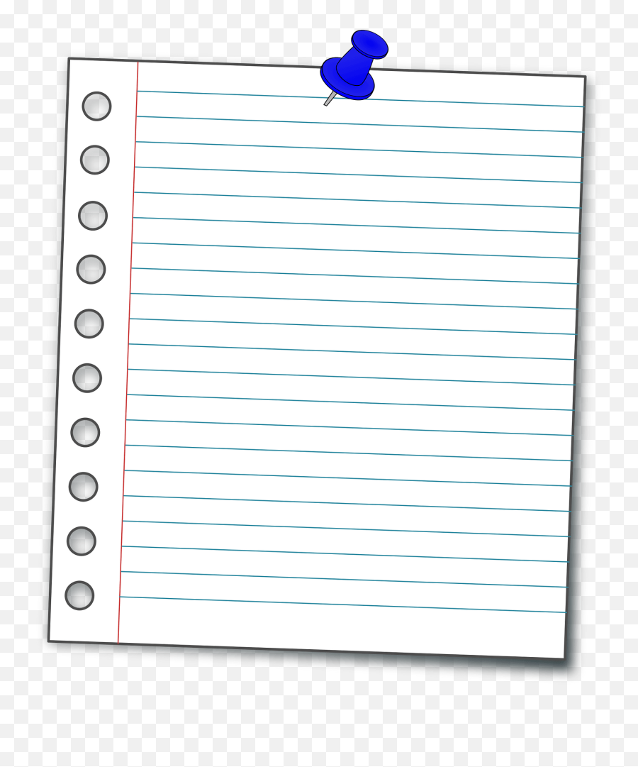 Lined Paper Pinned Up With A Thumbtack - Notebook Paper Png Emoji,Thumbtack Png