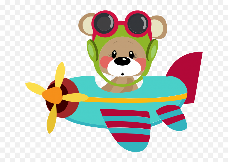 Cute Bear Pilot Flying Airplane - Happy Emoji,Pilot Png