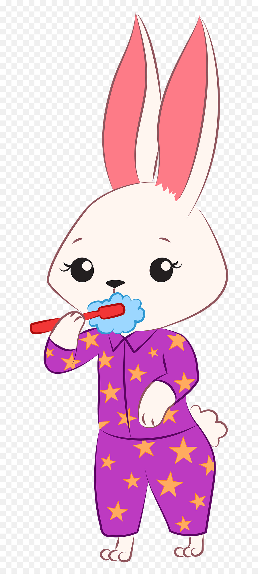 Bunny Brushing Teeth Clipart - Happy Emoji,Brushing Teeth Clipart