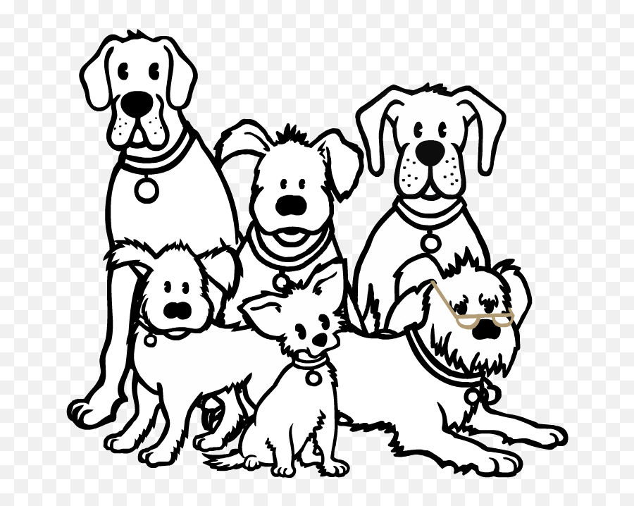 Group Of Dogs Png Black And White Transparent Group - Dogs Dogs Black And White Png Emoji,Dog Clipart